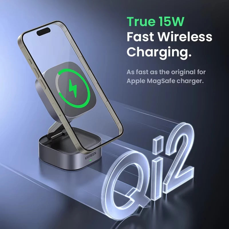 UGREEN Qi2 25W Magnetic Wireless Charger Stand 2-in-1 Charging Stand For iPhone 15 16 Pro Max/AirPods For MagSafe Fast Charger ⭐⭐⭐⭐⭐4.9\5  Loved by 4000+customers