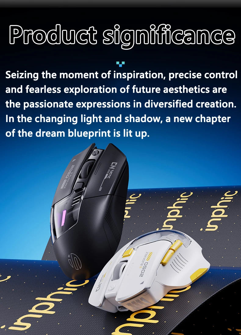 Inphic A9 PRO MAX New Three-Mode Wired/Wireless/Bluetooth Gaming Mouse 1000HZ Return Rate 12800DPI Wireless Mouse