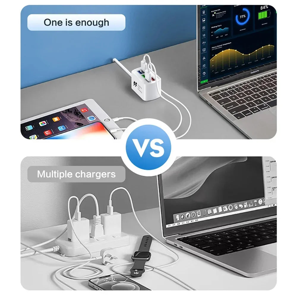 Fast USB Charger 6 in 1 Power Strip Desktop Charging Station Fast Charging 1m Cord USB HUB Adapter Socket for iPhone 16 Home ⭐⭐⭐⭐⭐4.9\5  Loved by 300+customers