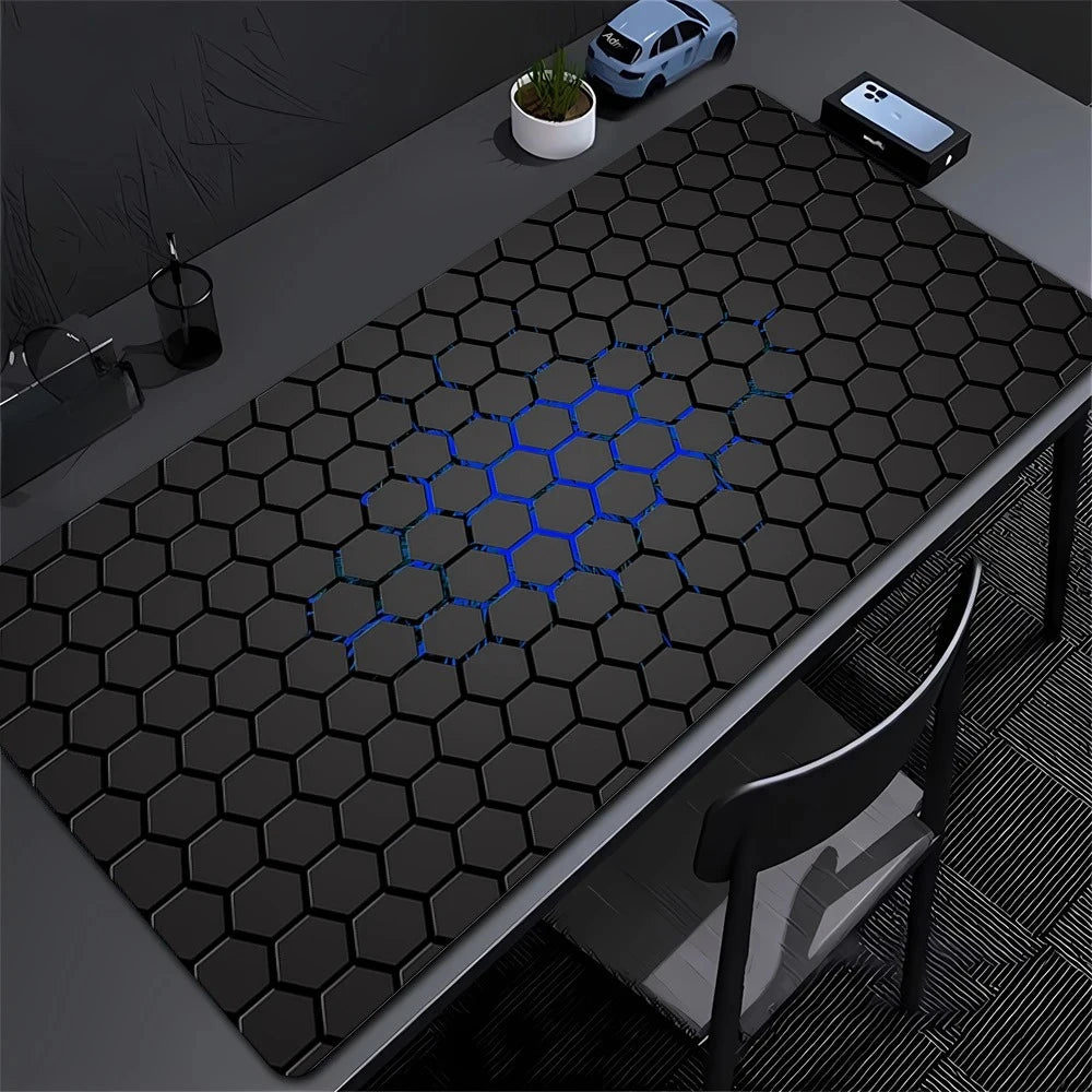 Gaming Mousepads Mousepad Geometric Large Mouse Mat Big Desk Pads Non-Slip Rubber Hexagon Mouse Pad Big Keyboard Mats 90x40cm