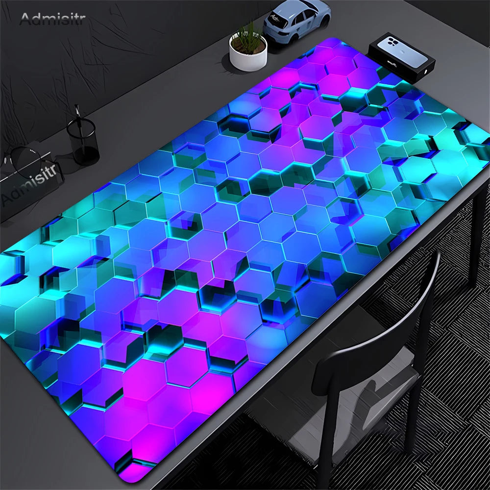 Gaming Mousepads Mousepad Geometric Large Mouse Mat Big Desk Pads Non-Slip Rubber Hexagon Mouse Pad Big Keyboard Mats 90x40cm