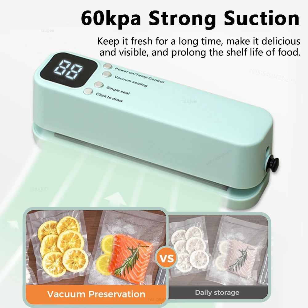 Vacuum Sealer Portable Mini Food Sealer USB Rechargeable Wireless Food Package Plastic Bags Automatic Vacuum Sealing Machine