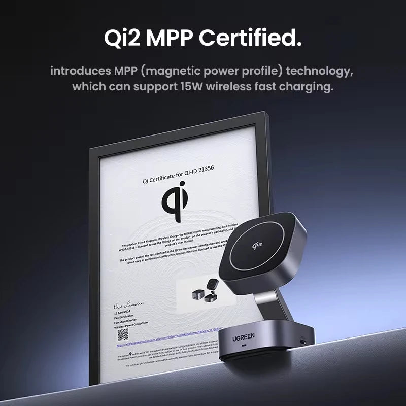UGREEN Qi2 25W Magnetic Wireless Charger Stand 2-in-1 Charging Stand For iPhone 15 16 Pro Max/AirPods For MagSafe Fast Charger ⭐⭐⭐⭐⭐4.9\5  Loved by 4000+customers