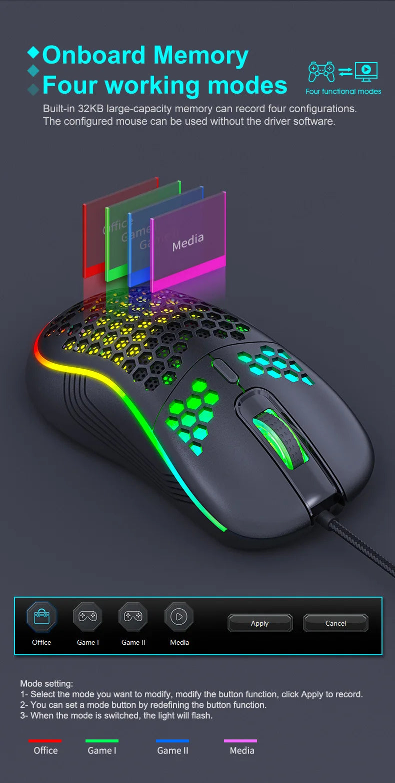 Velmora RGB Wireless Gaming Mouse Ultra-Light, Silent and Precision Control