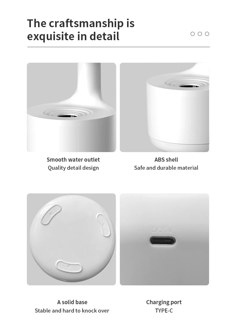 600ML Anti-Gravity Droplet Humidifier Quiet Ultrasonic Humidifier With LED Smart Display Clock Air Purification Fog Humidifier