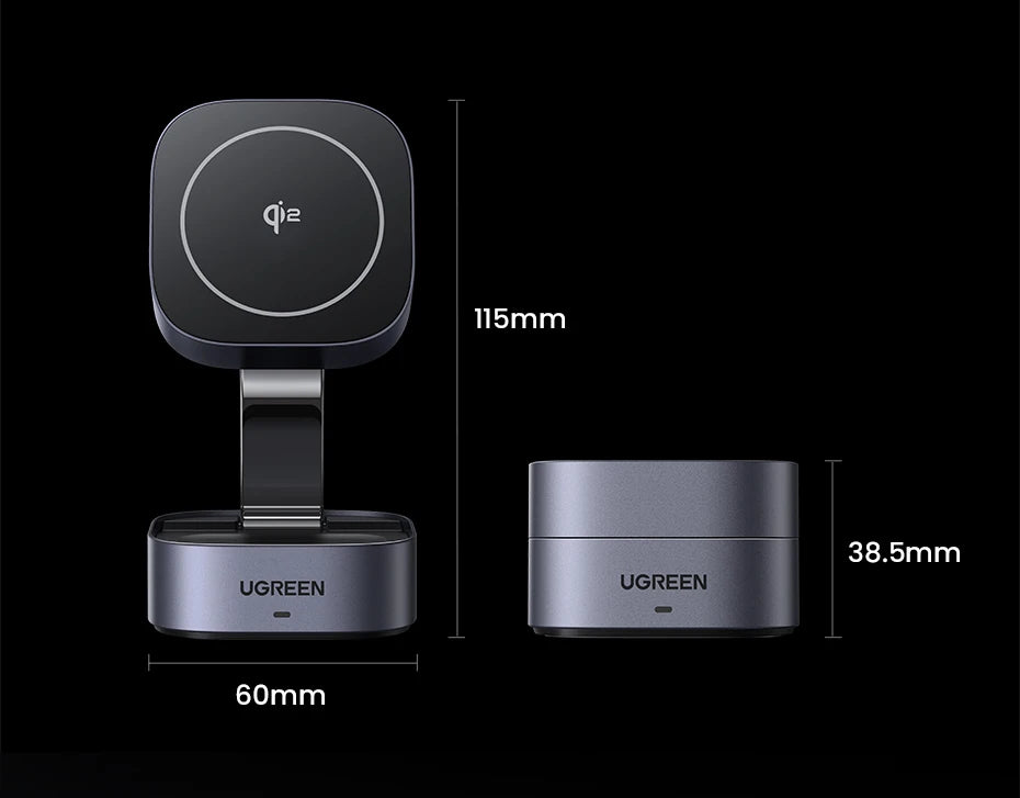 UGREEN Qi2 25W Magnetic Wireless Charger Stand 2-in-1 Charging Stand For iPhone 15 16 Pro Max/AirPods For MagSafe Fast Charger ⭐⭐⭐⭐⭐4.9\5  Loved by 4000+customers