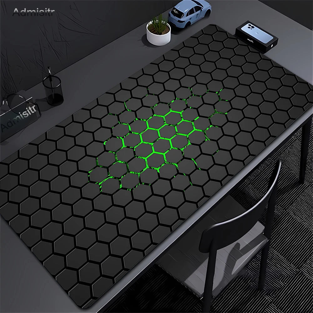 Gaming Mousepads Mousepad Geometric Large Mouse Mat Big Desk Pads Non-Slip Rubber Hexagon Mouse Pad Big Keyboard Mats 90x40cm