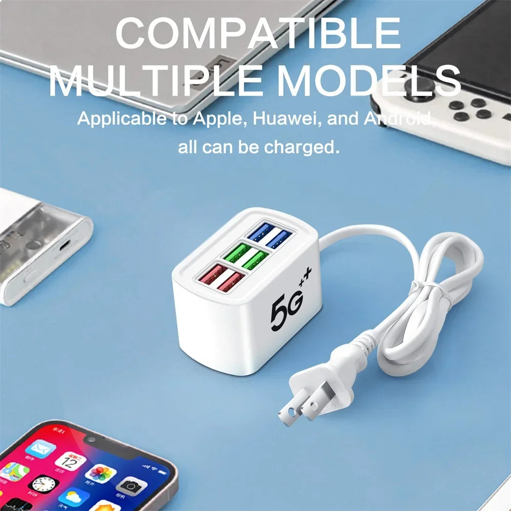 Fast USB Charger 6 in 1 Power Strip Desktop Charging Station Fast Charging 1m Cord USB HUB Adapter Socket for iPhone 16 Home ⭐⭐⭐⭐⭐4.9\5  Loved by 300+customers