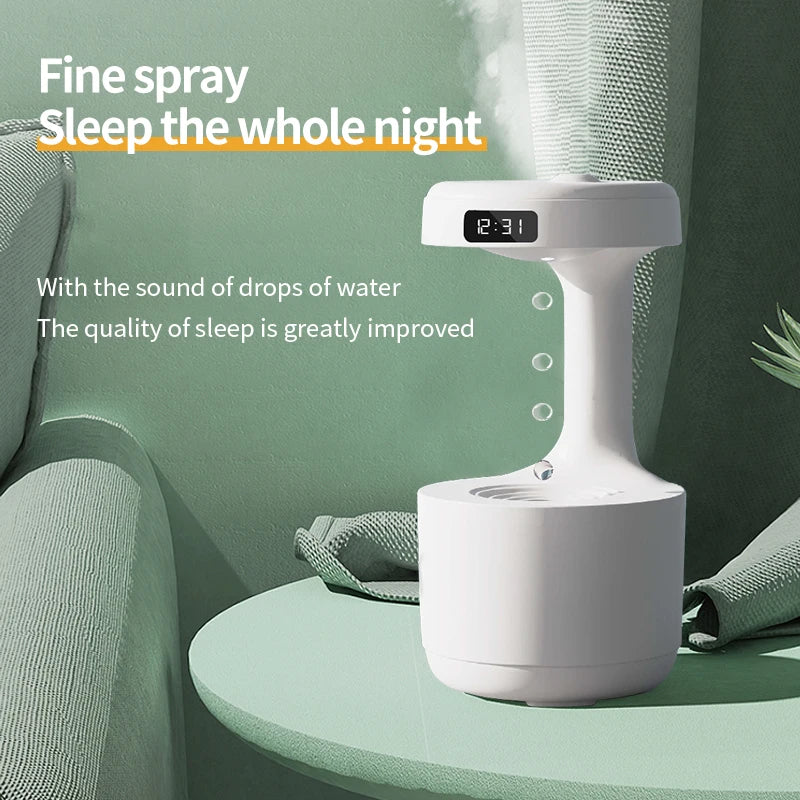 600ML Anti-Gravity Droplet Humidifier Quiet Ultrasonic Humidifier With LED Smart Display Clock Air Purification Fog Humidifier