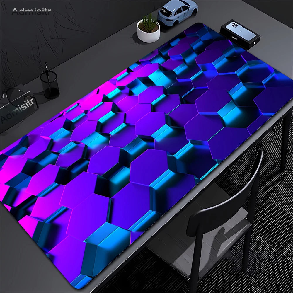 Gaming Mousepads Mousepad Geometric Large Mouse Mat Big Desk Pads Non-Slip Rubber Hexagon Mouse Pad Big Keyboard Mats 90x40cm