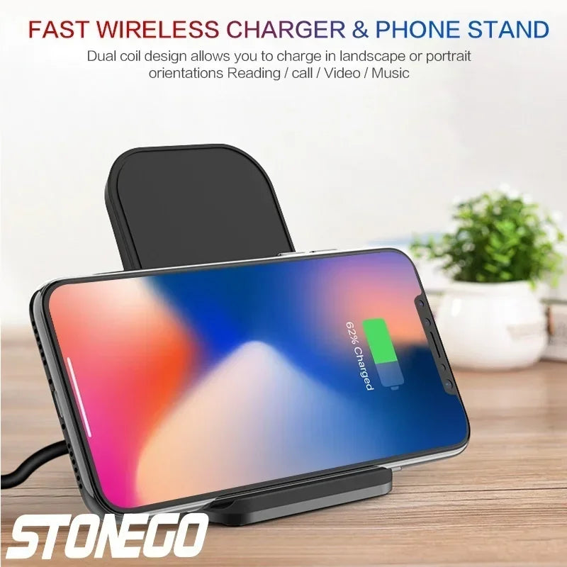 Velmora 10W 7 5W 5W Wireless Car Charger Mount Fast Charging Pad 2 Coils Case Friendly Anti Slip Rubber Type C Input