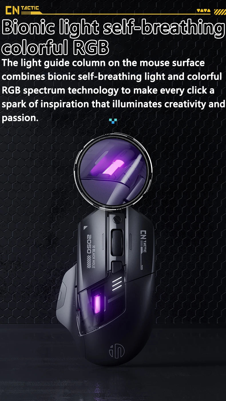 Inphic A9 PRO MAX New Three-Mode Wired/Wireless/Bluetooth Gaming Mouse 1000HZ Return Rate 12800DPI Wireless Mouse