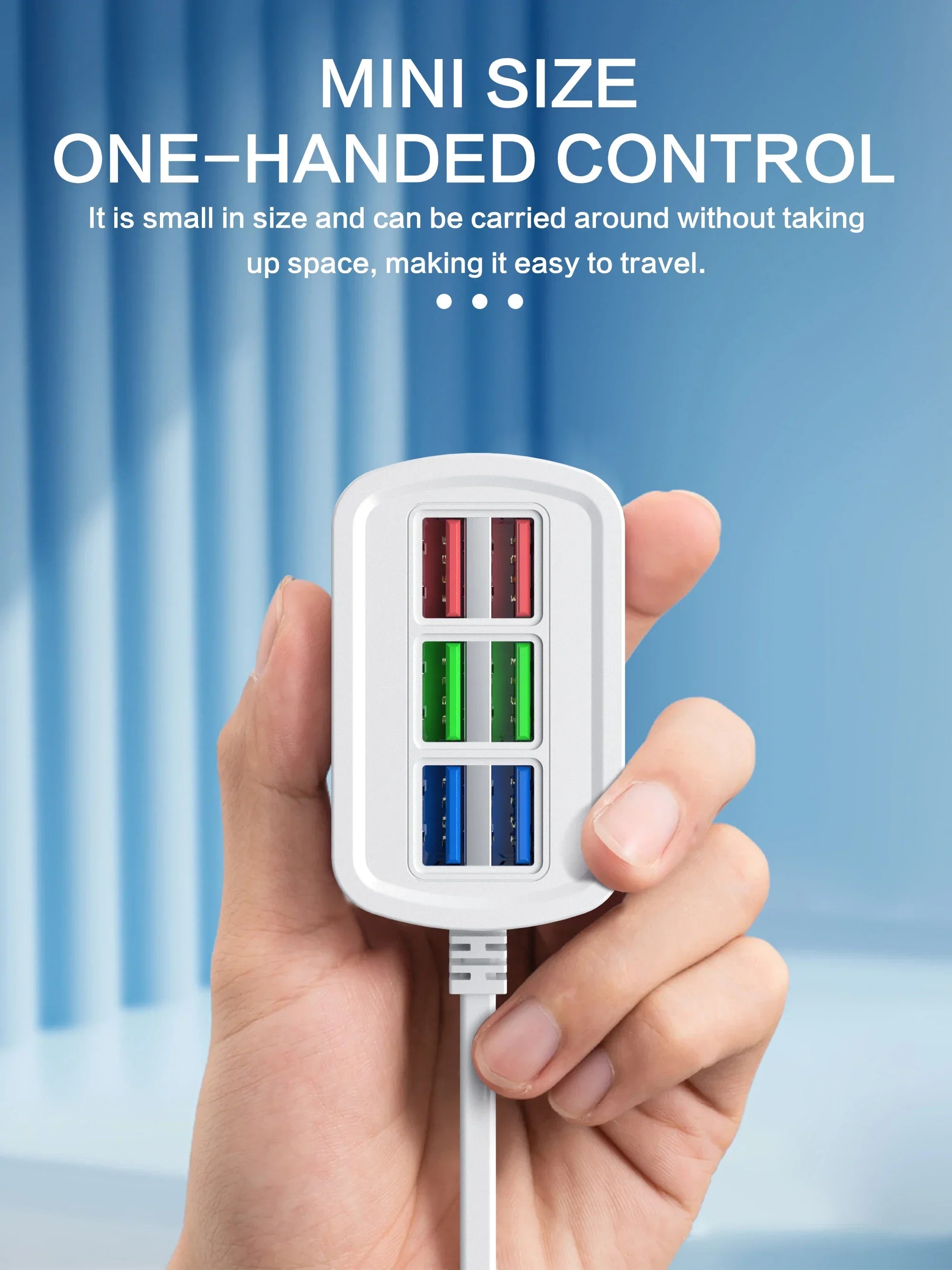 Fast USB Charger 6 in 1 Power Strip Desktop Charging Station Fast Charging 1m Cord USB HUB Adapter Socket for iPhone 16 Home ⭐⭐⭐⭐⭐4.9\5  Loved by 300+customers