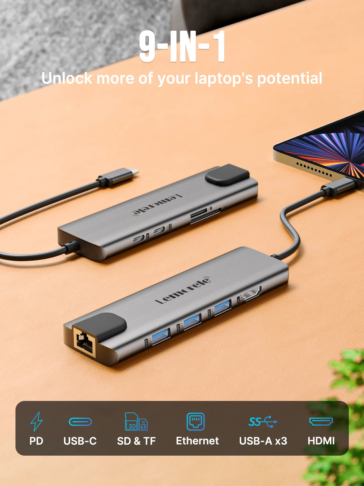 Velmora USB-C Multiport Hub - Fast Charging, 4K HDMI and High - Speed Data