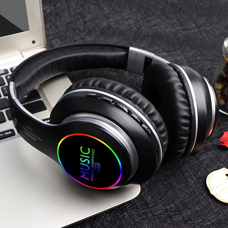 [ Upgraded] Wireless Headphones, Wireless earbuds with Deep Bass, Lightweight Foldable Headphones, for Travel Work Laptop PC Cellphone. Gaming Headset for Wireless, Christmas Present.