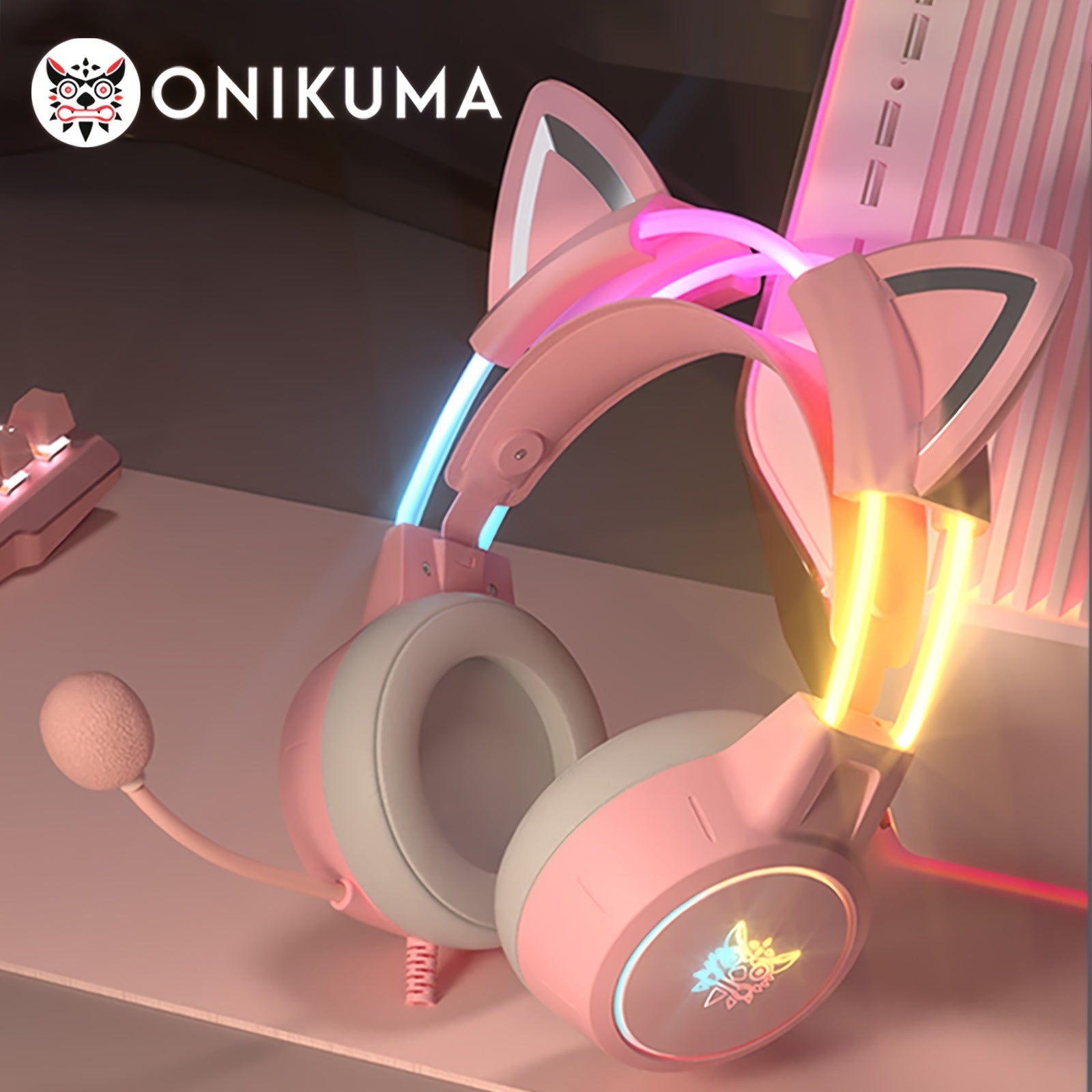 ONIKUMA X15pro Cat Ears Headset Headband Light Emitting Wired Gaming Computer Gaming Headset